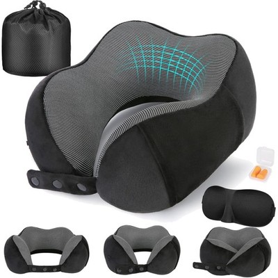 Aeroplane Neck Pillow, Adult Travel Pillow, Memory Foam, Adjustable Compact N...