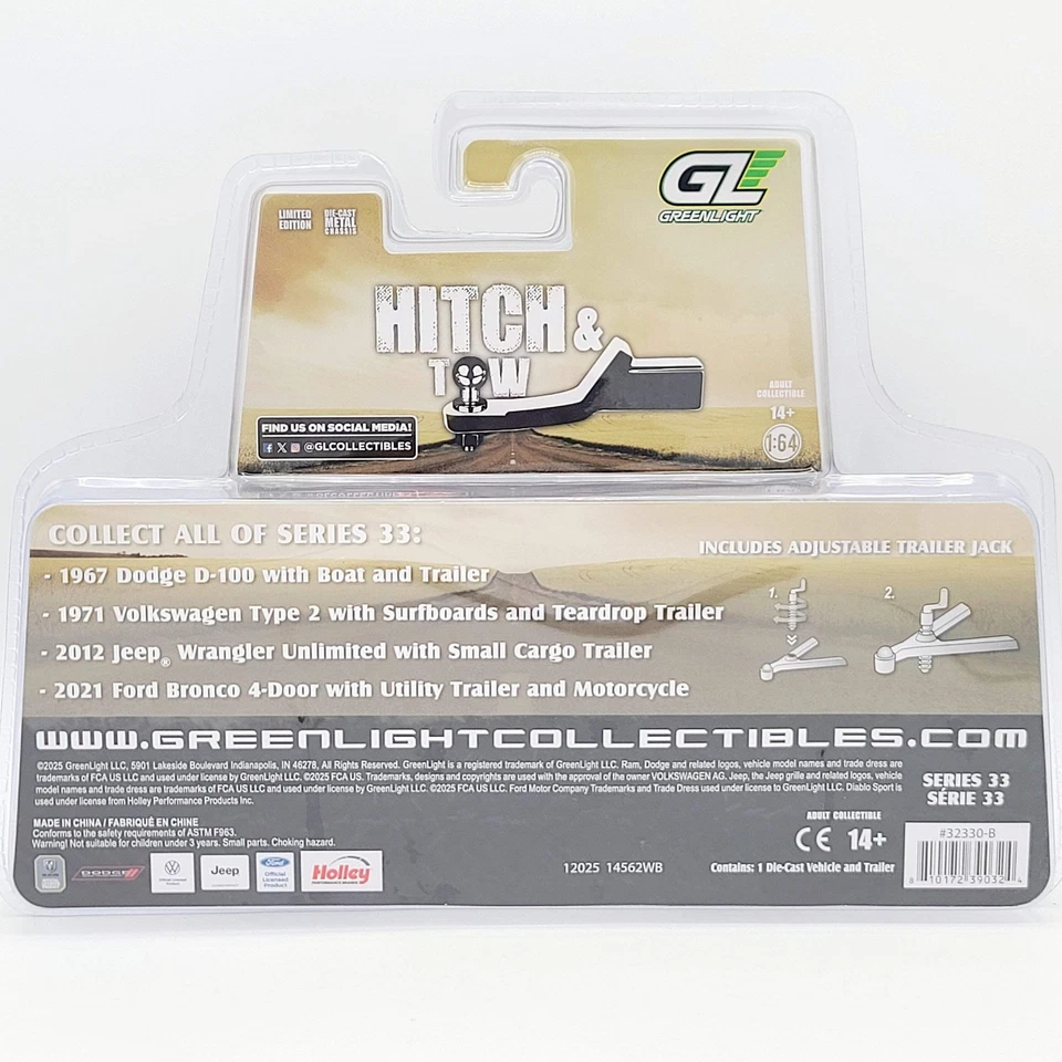 GreenLight '21 Ford Bronco w/ Motorcycle & Utility Trailer - 1:64 (2025 Hitch & - Image 4 of 4