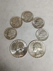 Washington Quarter & Roosevelt Dime Lot Of 7 Coins XF+🔥$1 Face 90% Silver🔥 #60