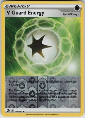 V Guard Energy 169/195 Uncommon Silver Tempest Pokemon Reverse Holo Near Mint
