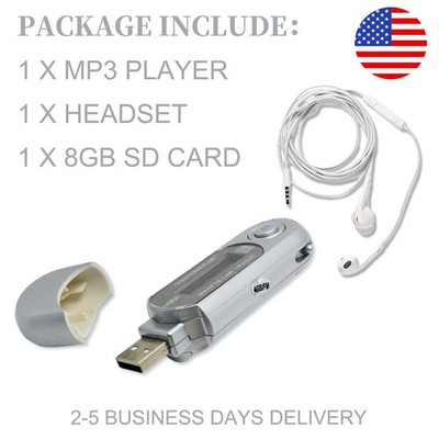 MP3 music player with USB digital LCD screen 8GB storage and FM Radio+headphone