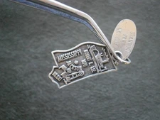 Mississippi State Map Vintage Maisel Sterling Silver Bracelet Charm Pendant 3.1g