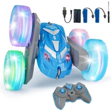 Remote Control Car for Boys 6-12, 4WD Stunt RC Vehicle with Flashing Lights