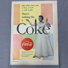 1955 Vintage Coca-Cola Coke Print Ad Mid Century Man Cave Bar Cafe Art