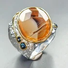 Gemstone 17 ct Natural Agate Ring 925 Sterling Silver Size 8 /R457999
