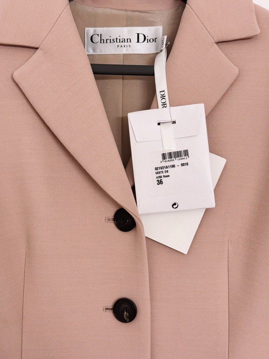 ジャケット DIOR Pink Wool Silk Jacket 411V36A1166 4503 NWT Christian Dior Wool Silk Bar Jacket Blazer FR36 Rose Des