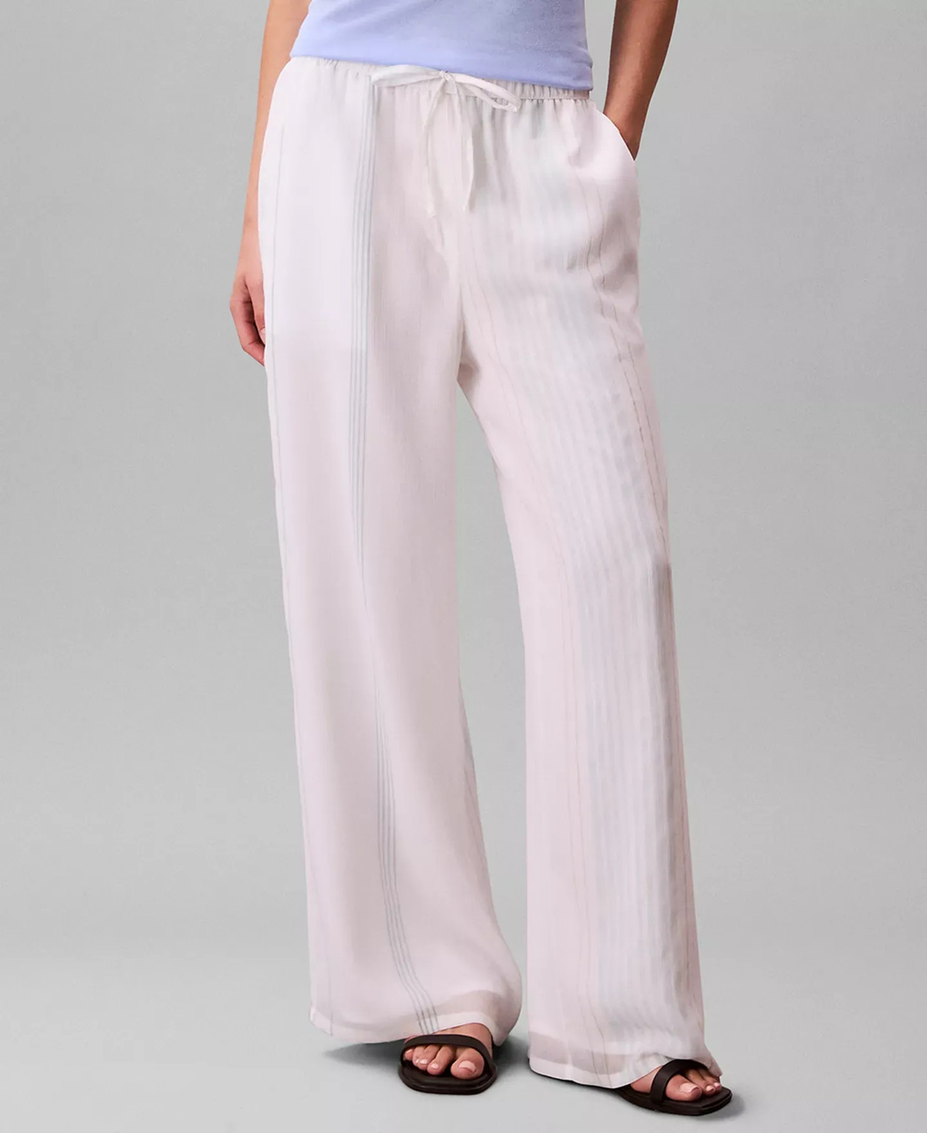 Calvin Klein Women's Pants Sz S Multi-Stripe Textured Wide-Leg