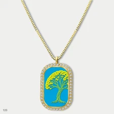 Gorgeous Colorful Tree of Life Pendant Necklace Chain Image Dog Tag Chain Gift D