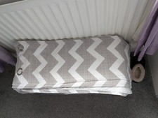 Grey and White Chevron Eyelet Curtains Fully Lined