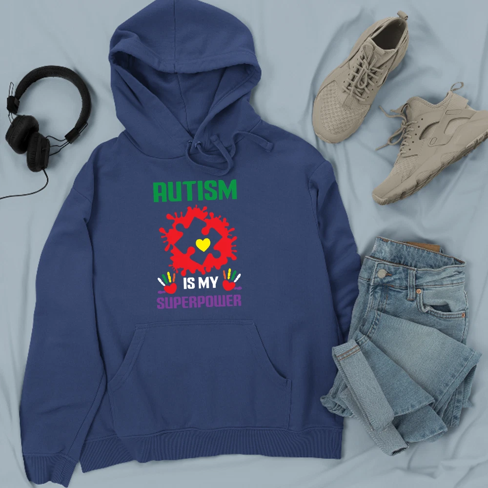 Autism Is My Super Power Hoodie Puzzle Piece Neurodiversity Autism Awareness