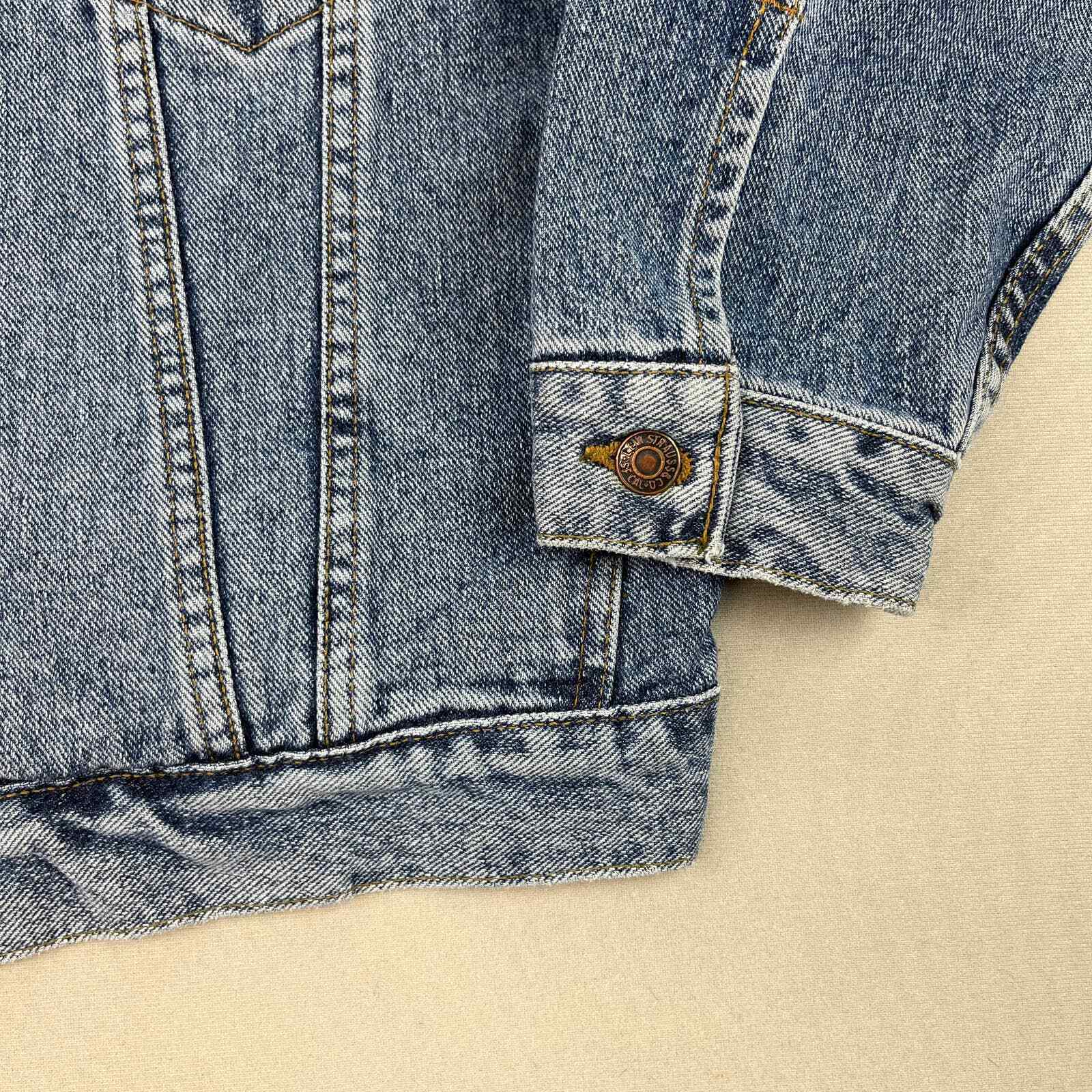 Vintage 1991 Levis Sample Denim Jacket Adult Medium Blue Stone Wash  Embroidered