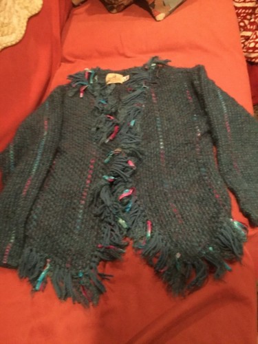 Imperial Stock Ranch Womens Hand Knit Mohair & Wool Cardigan w/ Fringe USA Sz M - Picture 5 of 10
