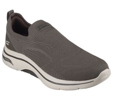 Skechers Arch Fit Shoes Taupe Men Sport Comfort Casual Slip On knit Mesh 216517