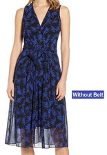 Anne Cole Womens Delphine Print Midi Dress Without Belt Size 6,Black/Gauguin