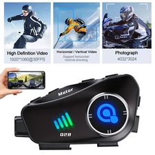 Bluetooth Motorcycle 1080P HD Camera Recorder Motorbike Helmet Headset Intercom