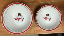 Two Let It Snow Serving Bowls Snowman