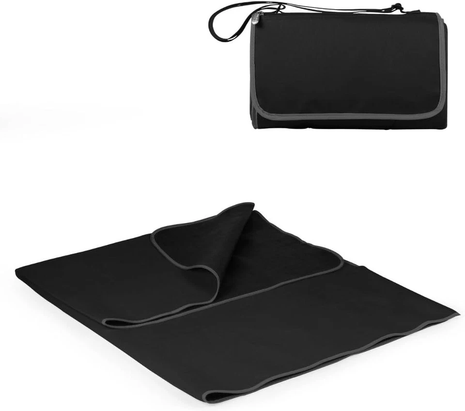 Picnic Time 59" x 51" Outdoor Water Resistant Blanket Tote - Black with Gray NWT - Image 3 of 4