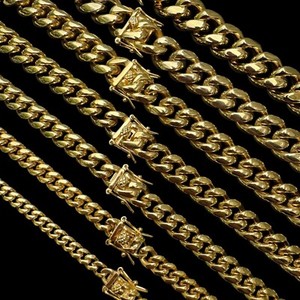 Authentic Miami Cuban Link Chain Necklace Bracelet 18k Gold Plated Stainless Steel 6-18mm
