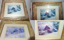 New England Sea Side Cottages  High Quality Prints - Gold Framed  Two Beautiful 