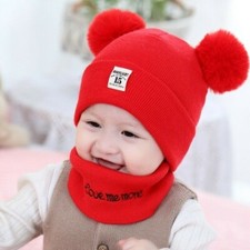 Bambini Inverno Uncinetto a Maglia Cappello Berretto con Sciarpa