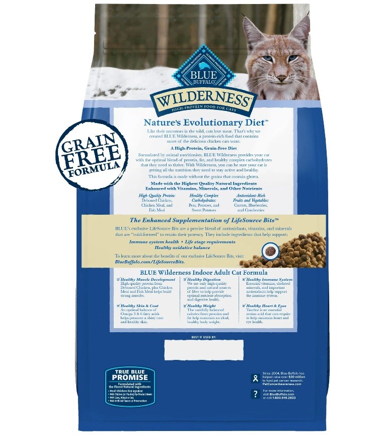 Blue Buffalo Wilderness Natural High-Protein, Grain-Free Dry Cat Food, 4lb