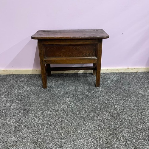 Antique Small Wooden Work Box Stool With Hinged Lid Tool Tray Side End