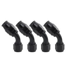 6AN PTFE Hose End Fitting 45 Degree Elbow Swivel Black For PTFE Hose Only 4Pcs