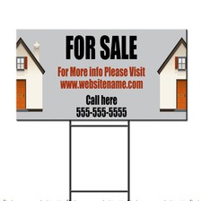 For Sale Realtor Real Estate Custom Phone Site Plastic Yard Sign /FREE Stakes