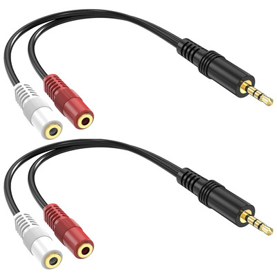 3.5mm Stereo to Dual Mono Cable, 2-Pack 6-Inch Y Splitter Adapter