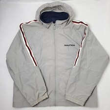 Vintage 90's Nautica Windbreaker Jacket Youth XL Mens Small Stow Away Hood