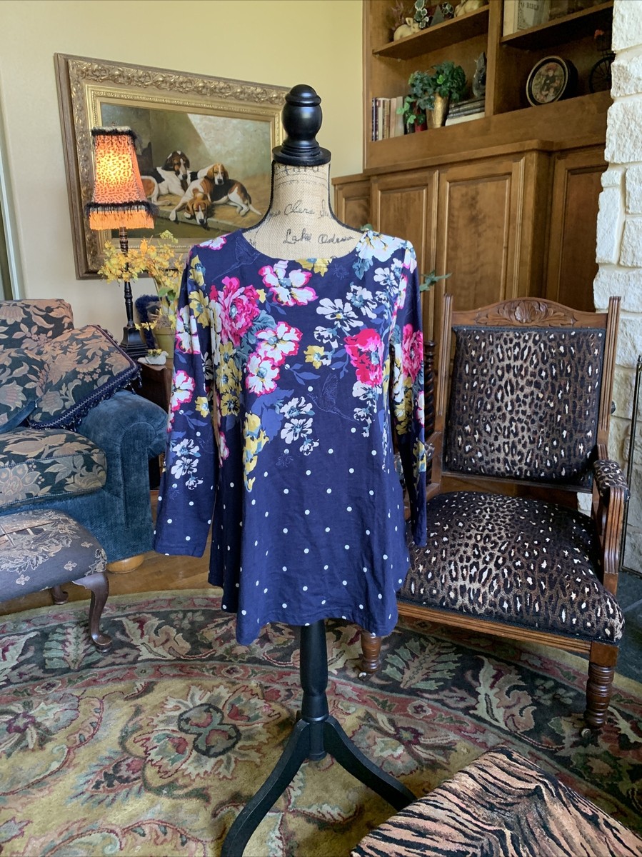 New Joules Knitwear Top Navy Floral Bird Imprint Embroidered Bunny