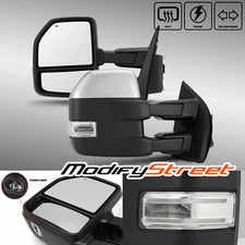 15-18 F150 POWER/HEATED/SIGNAL/PUDDLE/AUXILIARY LAMP BLACK/CHROME TOWING MIRRORS