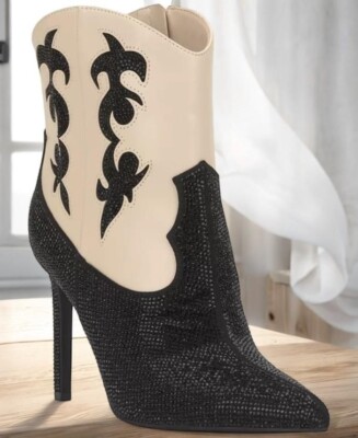 International Concepts Women's Black Indigo Cowboy Booties