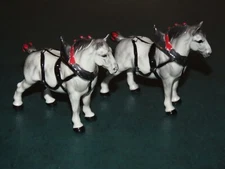 1957 PAIR HAGEN RENAKER WHITE DRAFT HORSE FIGURINES HAND PAINTED BONE CHINA