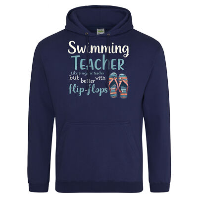 Lustiger Schwimmlehrer Hoodie wie ein normaler Lehrer aber mit besserem Flip-Flo...
