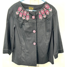 Nwt Bob Mackie Wearable Art Black Blazer Jacket Size Xl