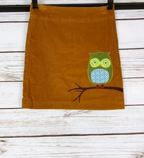 Uncommon Threads by Donna Mcmillan Womens Corduroy Skirt Size 2 Owl Embroidered