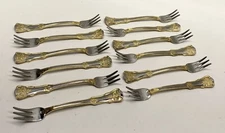 Lot of 12 x Royal Albert OLD COUNTRY ROSES Gold Stainless Cocktail Seafood Forks