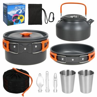 Camping Kochgeschirr Set 2-3 Personen - Alu-Tpfe Mit Antihaftbeschichtung  Fr Outdoor Picknick Geschirr Set