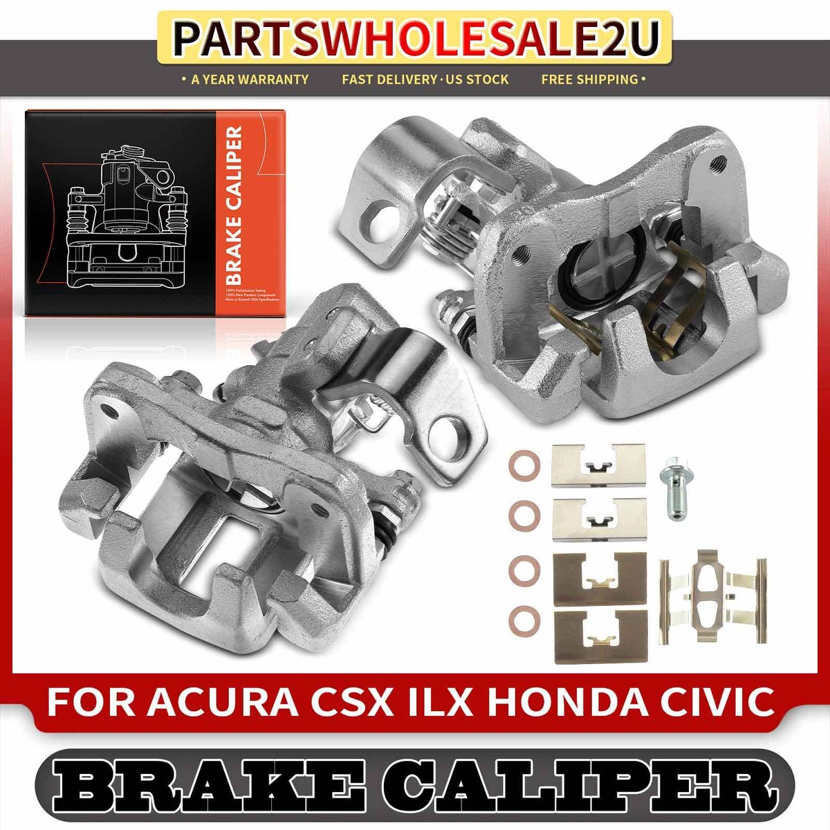 2pcs Rear LH+RH Brake Caliper for Honda Civic 2006-2015 Acura CSX