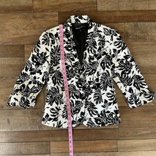 Lafayette 148 New York Floral Jacquard Blazer Wmns Size 2 Black White USA 28B3