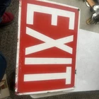 Vintage Original Exit Warning Red White Industrial 14”x10” Porcelain Sign