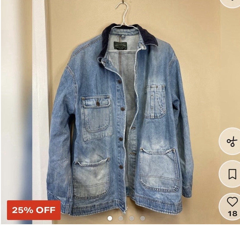 Polo Country Ralph Lauren Men's Blue Jean Jacket Button Front Point Collar M
