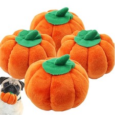 4 Pcs Pumpkin Dog Chew Toys Halloween Pet Squeaky Plush Cat
