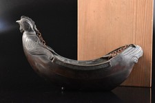 F7428: XF Japanese Old Copper Bird sculpture HANGING LIGHT FURNACE w/box