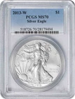 2013-W $1 American Silver Eagle Burnished MS70 PCGS