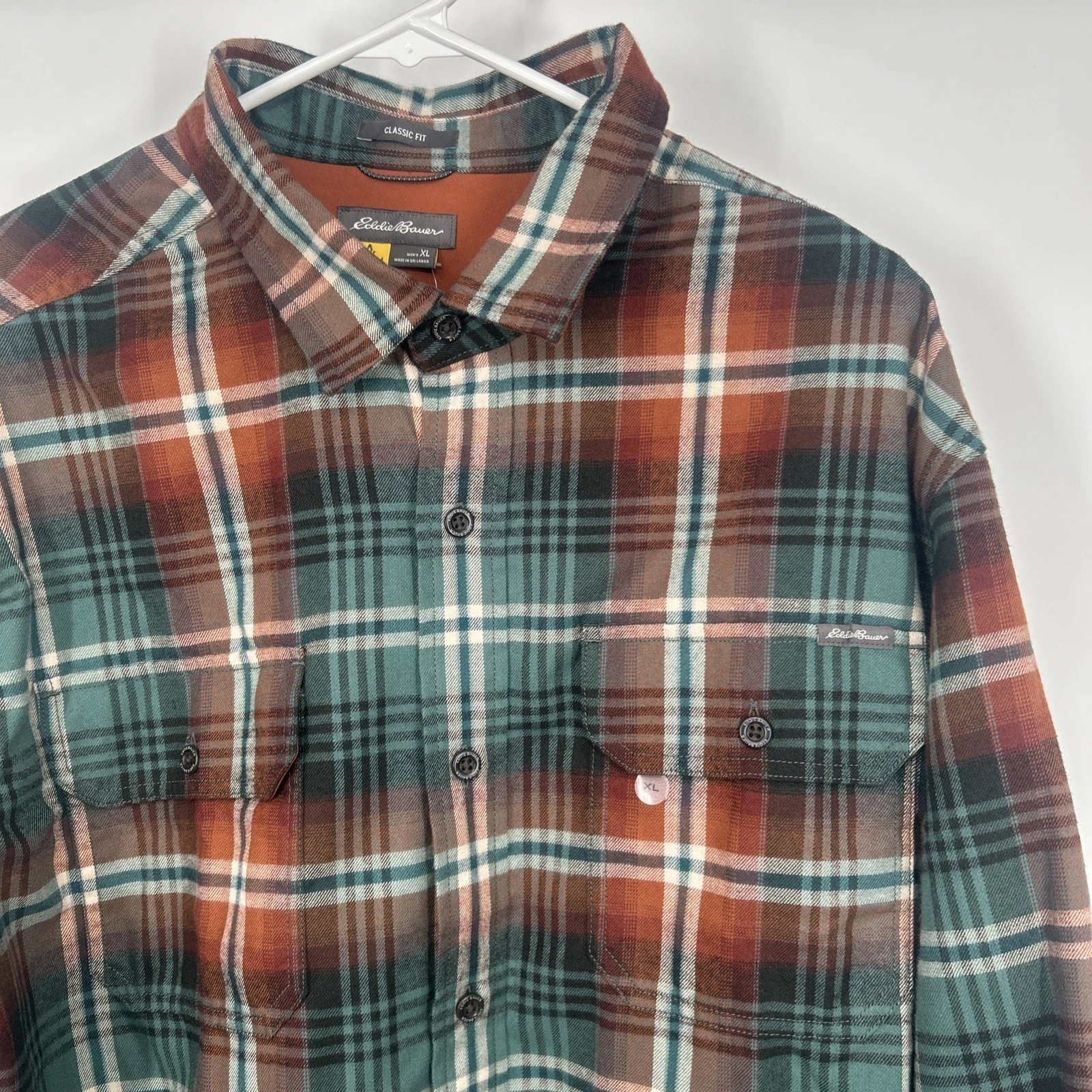 NWT Eddie Bauer Expedition Flannel Shirt Mens XL Check Plaid Long Sleeve Outdoor