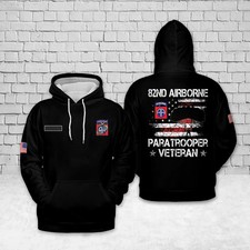 US Army 82nd Airborne Veteran 3D Hoodie Custom Name Military Gift Sizes S-5XL