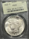 1922-S PEACE DOLLAR PCGS MS65 OGH