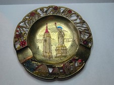 Vintage New York City Souvenir Tin Ashtray  Empire State Building Statue Liberty